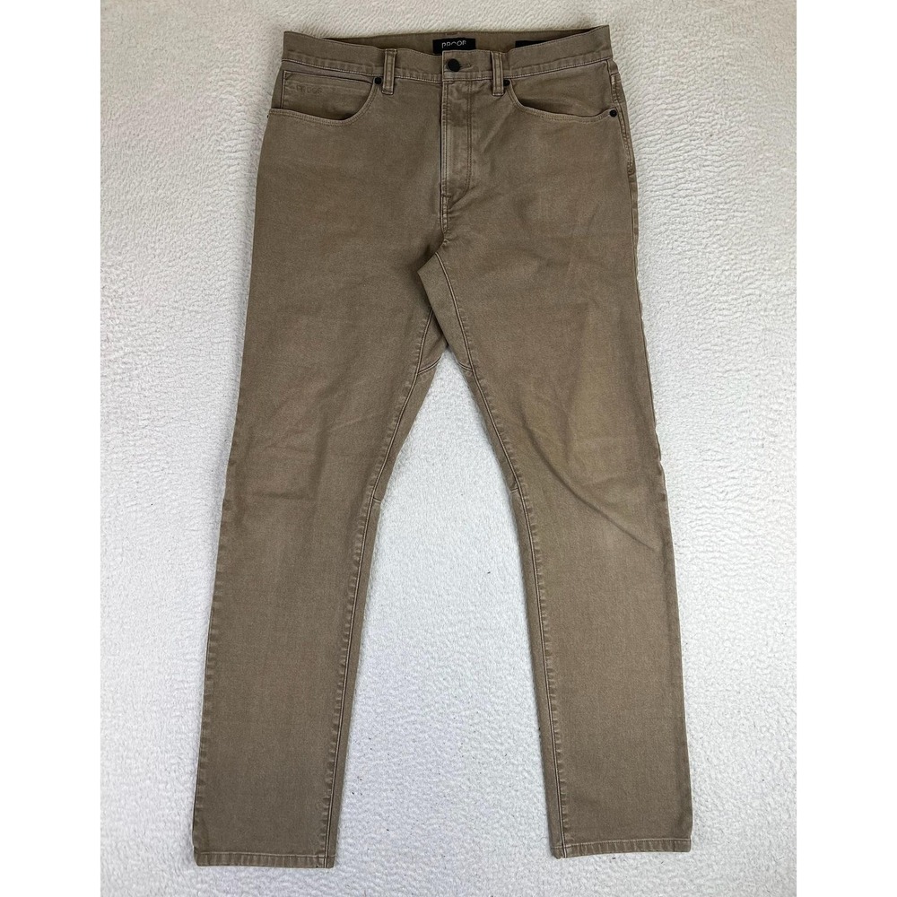 Proof Rover Pants Mens 32x32 Beige Slim Tapered Stretch Denim TruTemp 365